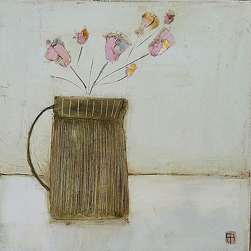 Eithne  Roberts - Pink in small Stripey Jug